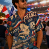 France Retro Match Day Hawaiian Shirt stadium fan model view