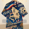 France Retro Match Day Hawaiian Shirt hanger display