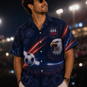 USA Away Night Supporter Hawaiian Shirt model view