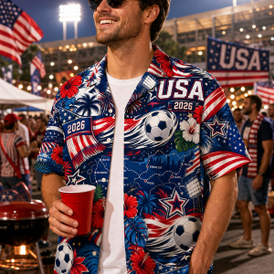 USA Match Day Hawaiian Shirt stadium tailgate model view