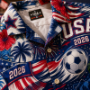 USA Match Day Hawaiian Shirt collar button and fabric detail