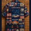 USA Poster Grid Match Day Hawaiian Shirt hanging back view