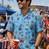 USA Yellow Cartoon Match Day Hawaiian Shirt model view