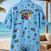 USA Yellow Cartoon Match Day Hawaiian Shirt back seaside hanger display